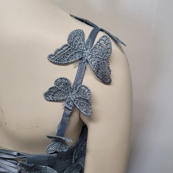 NWT Sky Blue Butterfly Dress Corset Formal Prom Wedding Bridesmaid - Picture 11 of 12